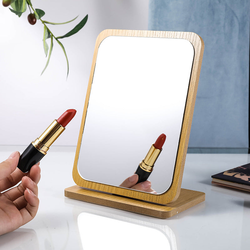 Simple Large Wooden Folding Desktop Makeup Mirror Beauty Dressing Dormitory Desktop Erection Portable Female Student Small