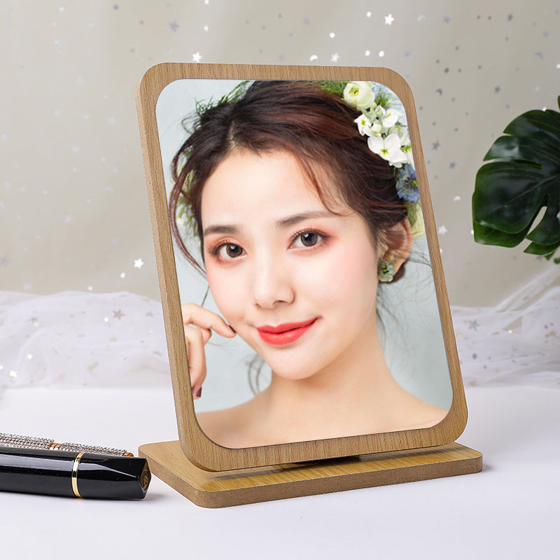 Simple Large Wooden Folding Desktop Makeup Mirror Beauty Dressing Dormitory Desktop Erection Portable Female Student Small