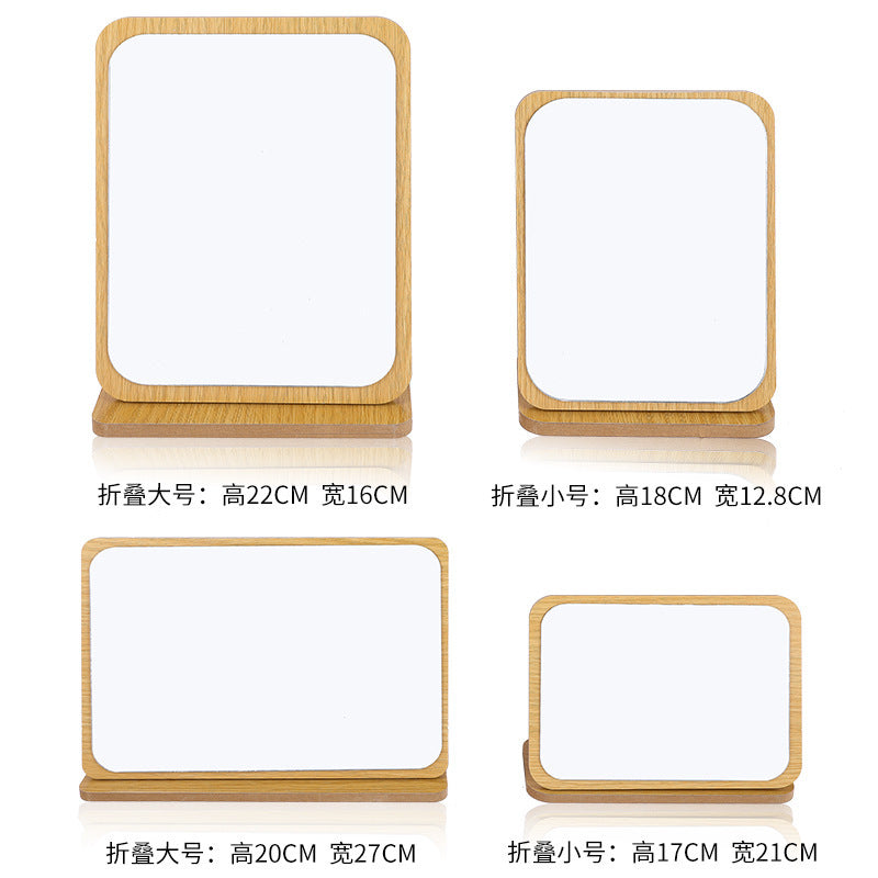 Simple Large Wooden Folding Desktop Makeup Mirror Beauty Dressing Dormitory Desktop Erection Portable Female Student Small