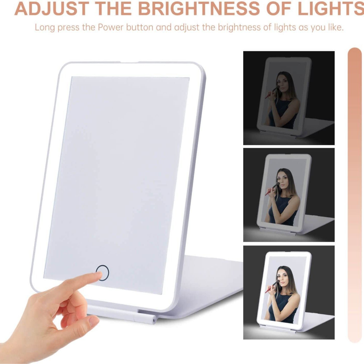 Led Makeup Mirror with Three-Color Light, Touch-Sensitive Dimmable Makeup Mirror, Flip-Top Beauty Mirror, Vanity Mirror