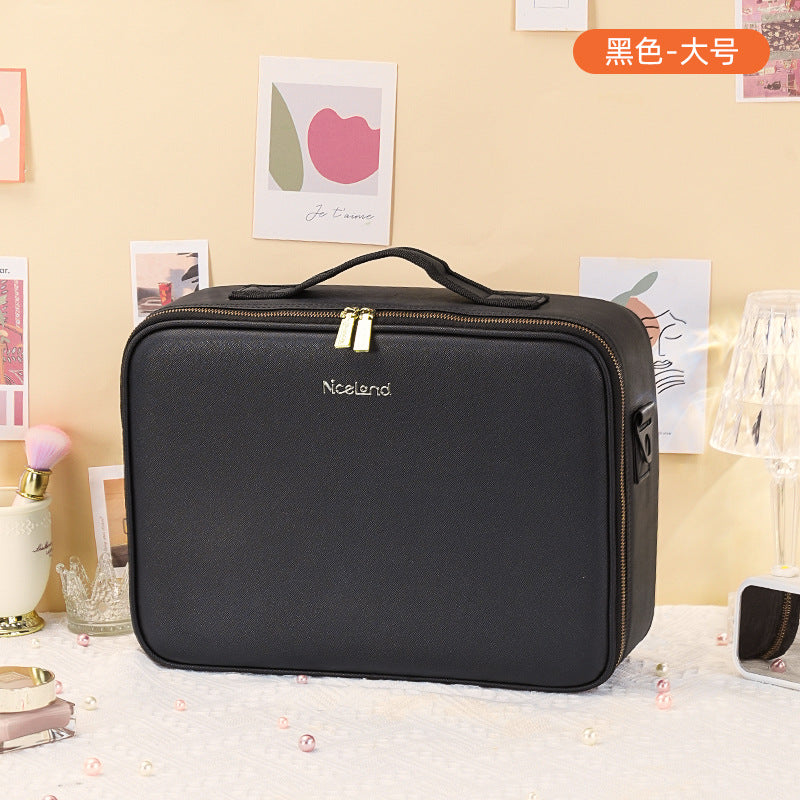 New Style Cosmetic Bag with Light and Mirror Led Light Rechargeable Portable Travel Makeup Cosmetics Cosmetics Bag Ins Style
