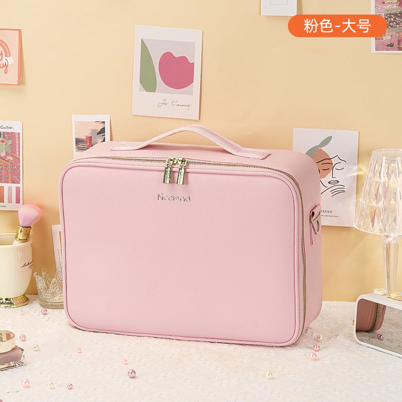New Style Cosmetic Bag with Light and Mirror Led Light Rechargeable Portable Travel Makeup Cosmetics Cosmetics Bag Ins Style