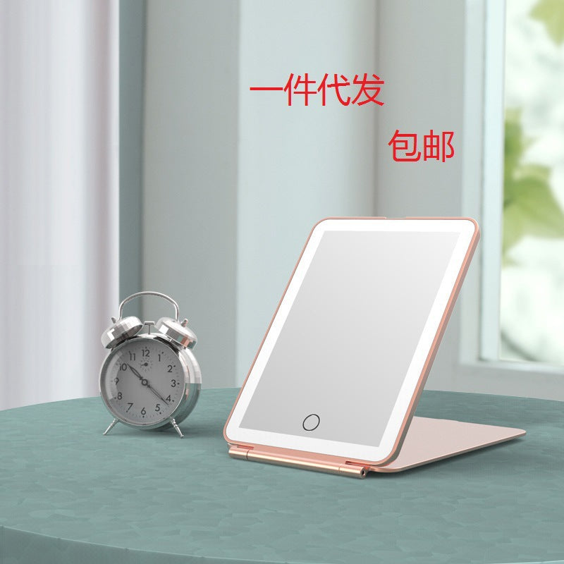 Led Makeup Mirror with Three-Color Light, Touch-Sensitive Dimmable Makeup Mirror, Flip-Top Beauty Mirror, Vanity Mirror