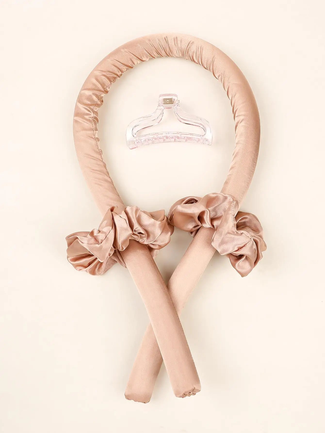 Heatless Curling Rod Headband No Heat Silk Ribbon Hair Roller Curls with Hair Claw Clip Lazy Natural Soft Wave DIY Styling Tool