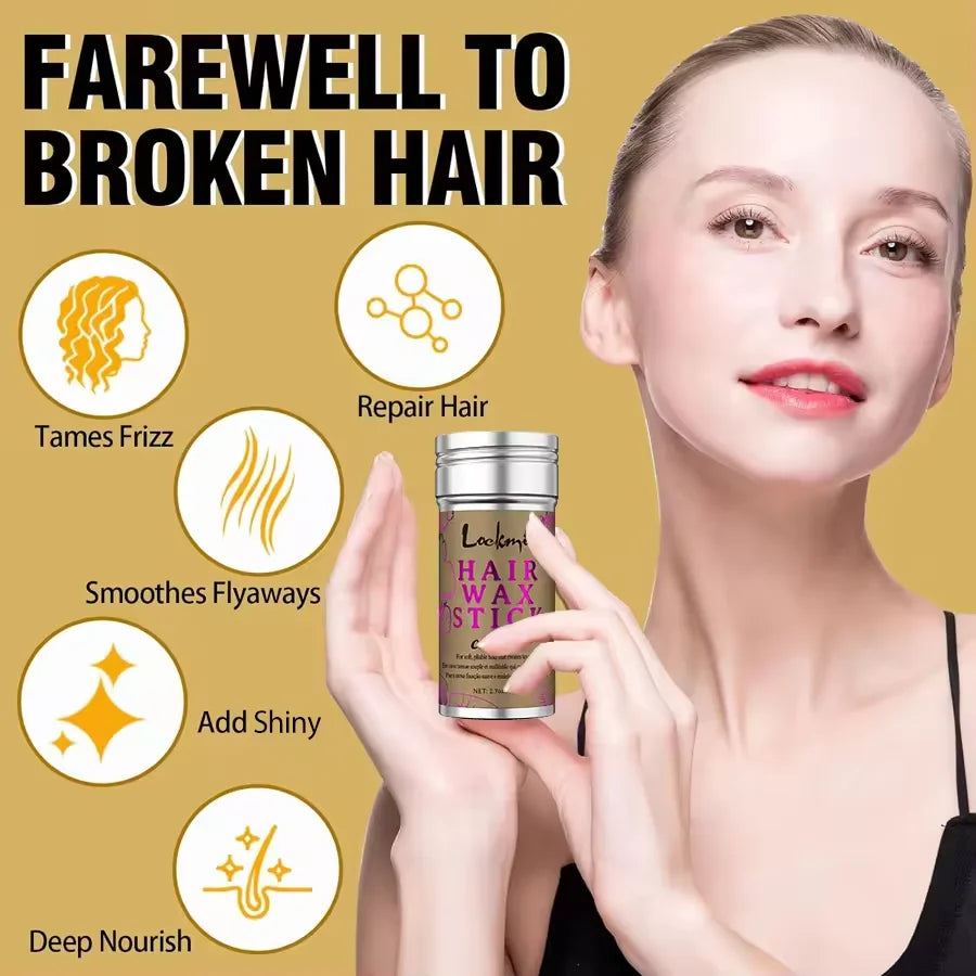 LOCKMIO 75g Hair Wax Stick With Castor Oil Tames Frizz Smooth Flyaways Strong Hold Edge Styling Finishing Broken Hair Pomade Wax