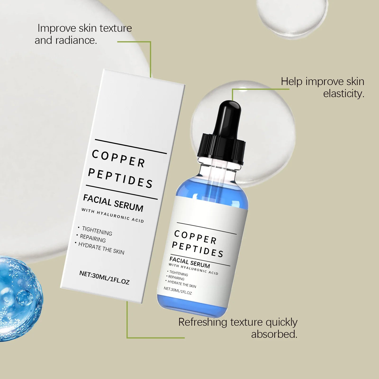 Hyaluronic Acid Moisturizing Facial Serum Hydrating Glow Boosting Face Care Essence for Dry Skin Nourishing Brighten Skincare