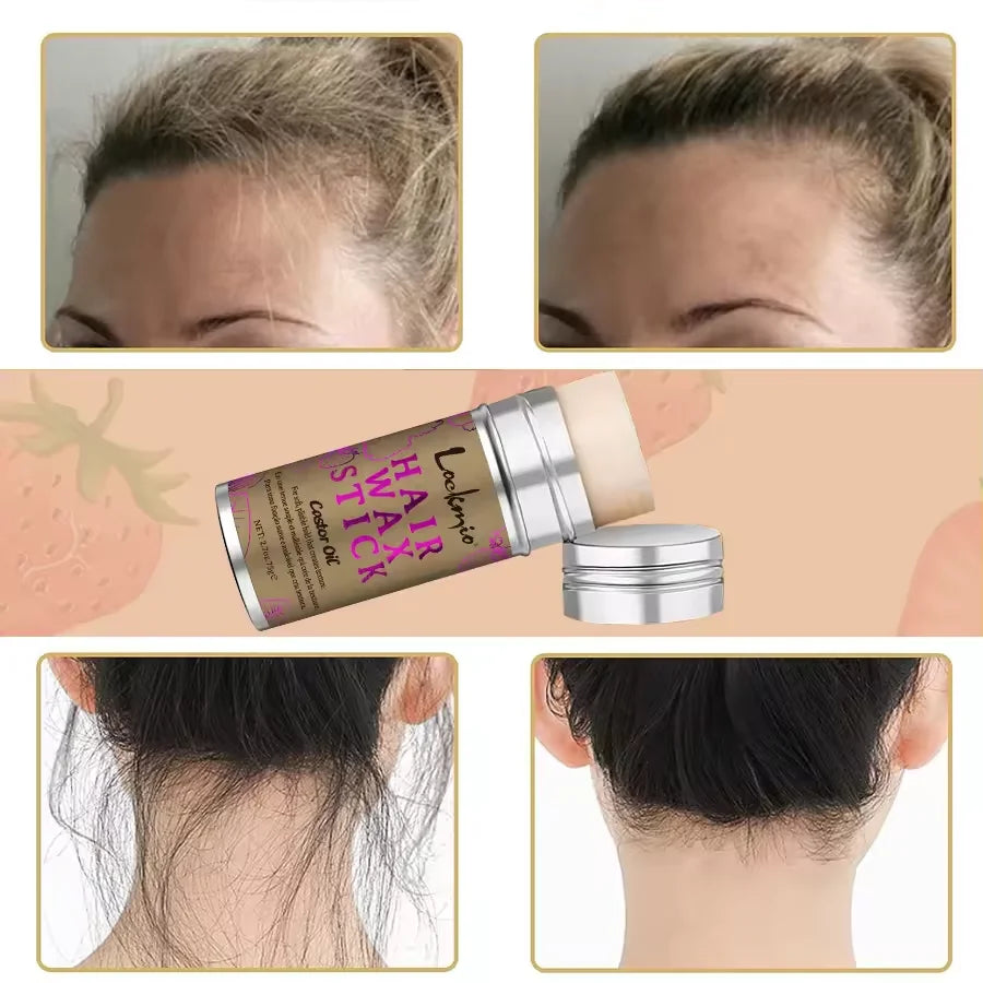 LOCKMIO 75g Hair Wax Stick With Castor Oil Tames Frizz Smooth Flyaways Strong Hold Edge Styling Finishing Broken Hair Pomade Wax