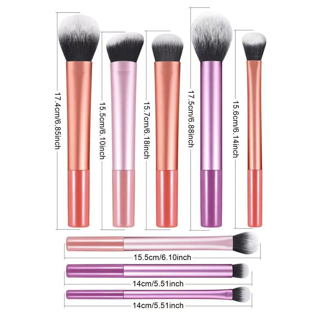 8pcs Pro Easy to Clean, Makeup Brush Set - Soft, Premium Synthetic Hair, Cruelty-Free, Foundation, Blush, Eyeshadow