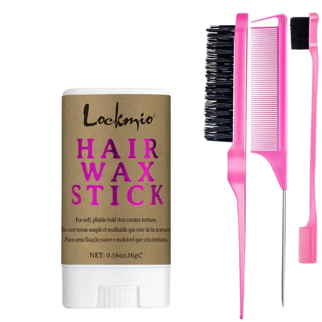 LOCKMIO 75g Hair Wax Stick With Castor Oil Tames Frizz Smooth Flyaways Strong Hold Edge Styling Finishing Broken Hair Pomade Wax