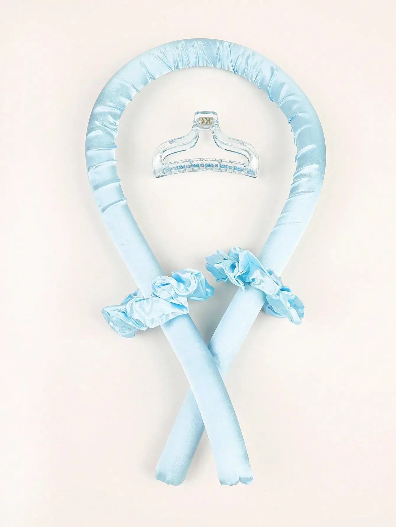 Heatless Curling Rod Headband No Heat Silk Ribbon Hair Roller Curls with Hair Claw Clip Lazy Natural Soft Wave DIY Styling Tool