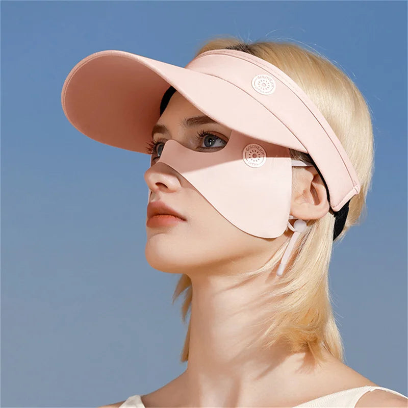 1/2pcsSummer Ice Silk Mask Sunscreen Face Scarf Solid Color Sunscreen Eye Patches UV Protection Sunscreen Veil Face Cover Riding