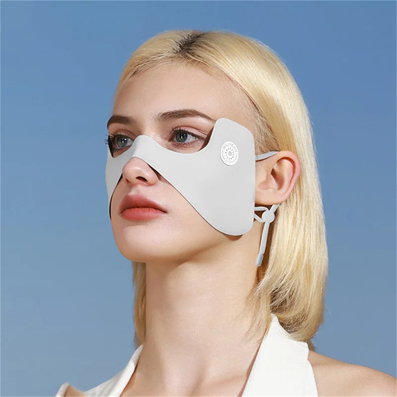 1/2pcsSummer Ice Silk Mask Sunscreen Face Scarf Solid Color Sunscreen Eye Patches UV Protection Sunscreen Veil Face Cover Riding