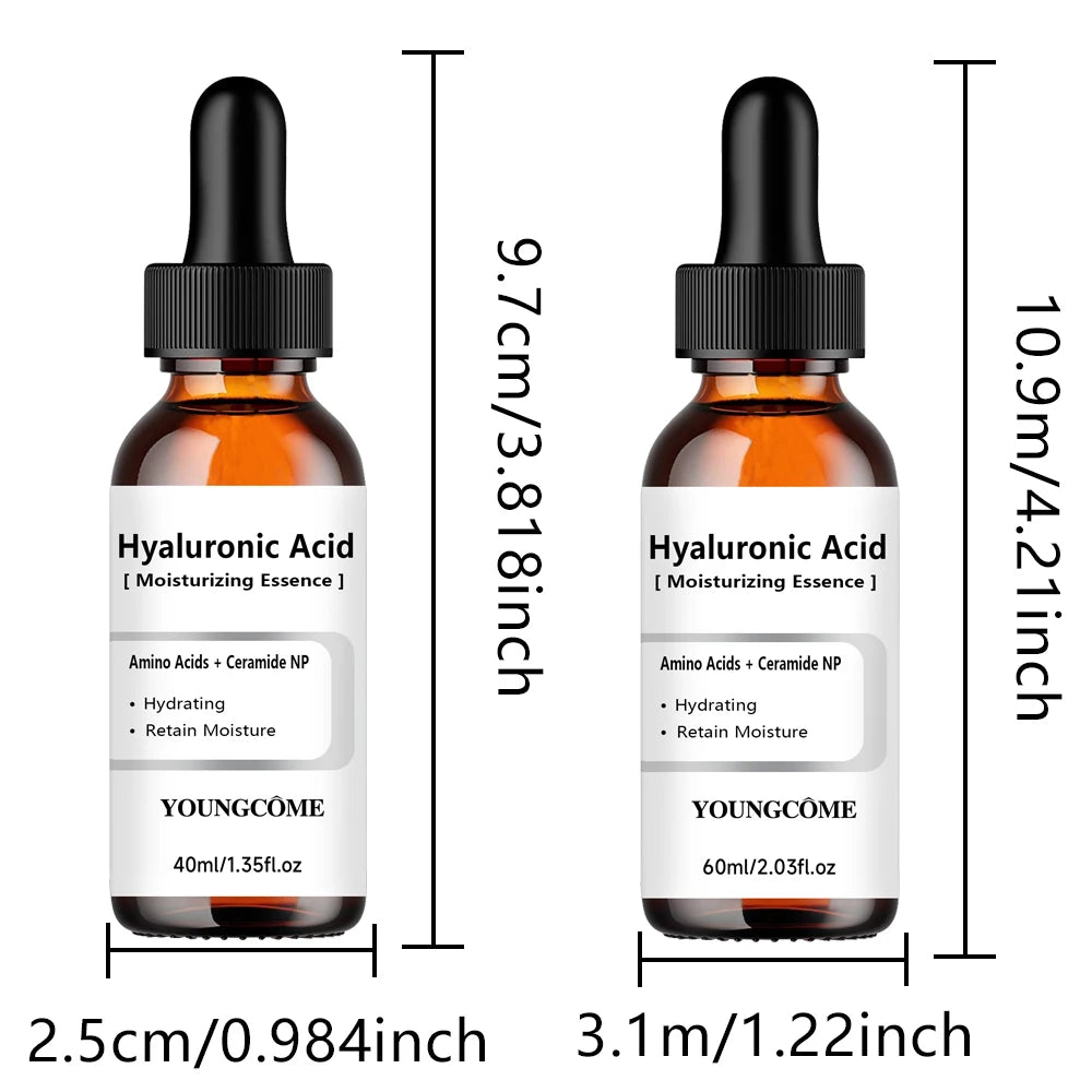 Hydrating Hyaluronic Acid Serum - Moisture Boosting Formula for Skin Repair & Dry Skin Care - 40/60ml - Suitable for All Skin Ty