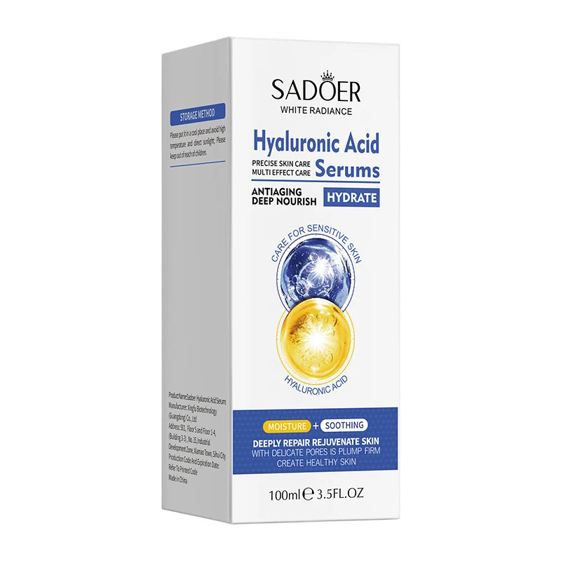 100ml SADOER Hyaluronic Acid Facial Serum Face  Firming Hydrating Essence Skin Care