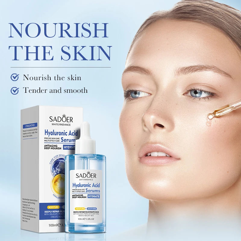 100ml SADOER Hyaluronic Acid Facial Serum Face  Firming Hydrating Essence Skin Care